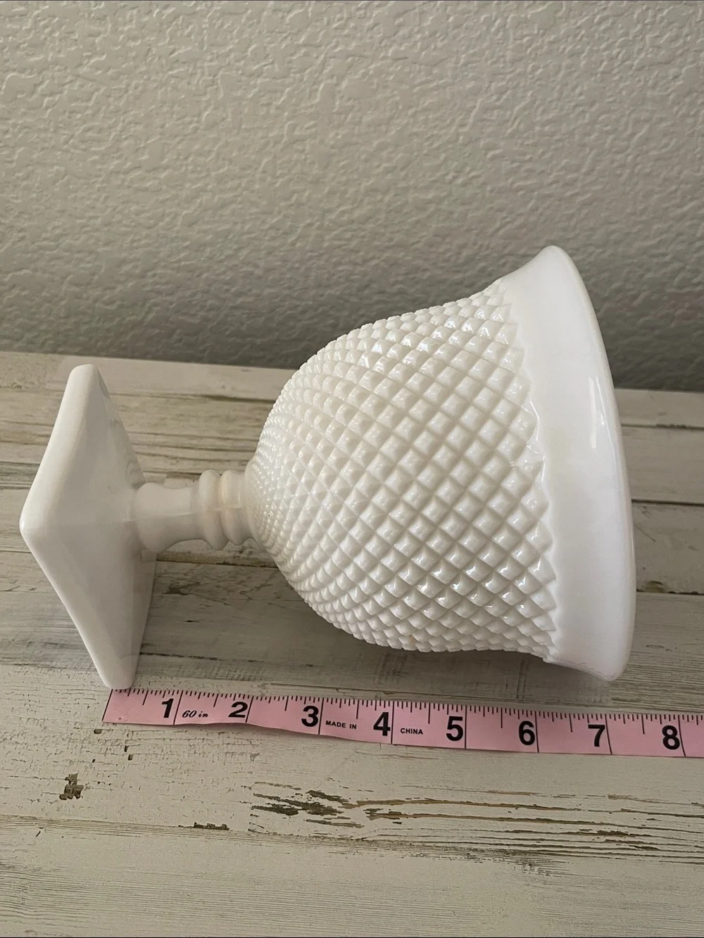 Vintage Westmoreland Style English Hobnail Milk Glass Pedestal Vase
